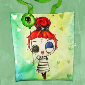 Imagen principal de bolso verde de muñeca de cabello naranja y globo