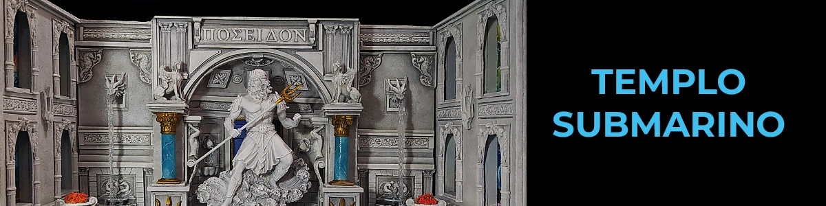 Imagen del diorama Templo Submarino con figura de Poseidón en color blanco - Vista 01